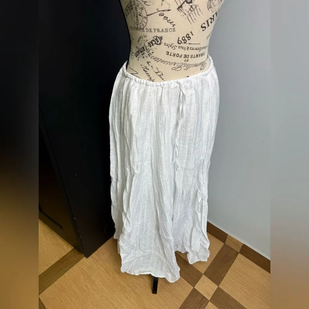 J.Crew Pleated drawstring maxi skirt in linen blend NWT Size XXS